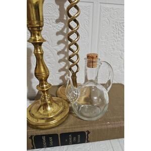 Vintage Clear Glass Oil Vinegar Cruet Cork Stopper Apothecary Bottle Witchy